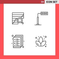 4 símbolos de contorno de estilo de linha de pacote de ícones em sinais simples de fundo branco para design geral vetor