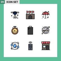 9 ícones criativos sinais modernos e símbolos de tempo elétrico praia cronômetro relógio editável vetor elementos de design