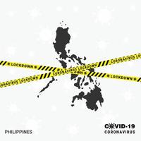 modelo de bloqueio de mapa do país das filipinas para pandemia de coronavírus para interromper a transmissão de vírus modelo de conscientização de 19 anos vetor