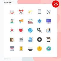25 símbolos universais de sinais de cores planas do dispositivo android atualizar elementos de design de vetores editáveis do telefone móvel