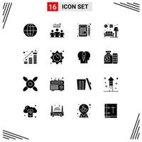 16 sinais de glifos sólidos universais símbolos de elementos de design de vetores editáveis em casa de sofá de letras de moeda