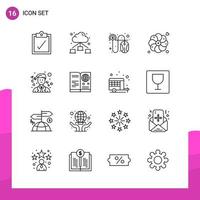 pacote de conjunto de ícones de contorno de 16 ícones de linha isolados em fundo branco para impressão de design de site responsivo e aplicativos móveis vetor