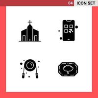 4 símbolos de glifo de estilo sólido do pacote de ícones em sinais simples de fundo branco para design geral vetor