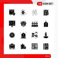 conjunto criativo de 16 ícones de glifos universais isolados no fundo branco vetor