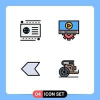 4 ícones criativos sinais modernos e símbolos de configuração de pagamento de ponteiro de cartão carruagem editável elementos de design vetorial vetor
