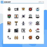 Pacote de cores planas de linha preenchida de 25 interfaces de usuário de sinais e símbolos modernos de detalhes de apresentação de informações de e-mail sobre elementos de design de vetores editáveis