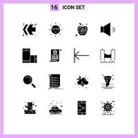 16 ícones criativos sinais modernos e símbolos de elementos de design de vetores eletrônicos editáveis de alto-falante de maçã de volume móvel