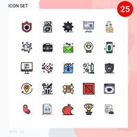 pacote de ícones vetoriais de estoque de 25 sinais e símbolos de linha para testar elementos de design de vetores editáveis de comando de função de negócios de processo