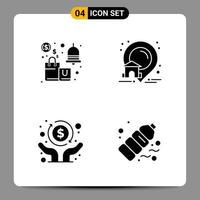 4 sinais de símbolos de glifos de pacote de ícones pretos para designs responsivos em conjunto de 4 ícones de fundo branco vetor