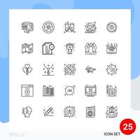 grupo de símbolos de ícone universal de 25 linhas modernas de elementos de design de vetores editáveis de televisão de medicina feminina