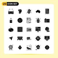 25 ícones criativos para design moderno de sites e aplicativos móveis responsivos 25 sinais de símbolos de glifo em fundo branco 25 pacote de ícones vetor