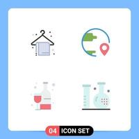4 pacote de ícones planos de interface de usuário de sinais e símbolos modernos de compras de praia verão elementos de design de vetores alcoólicos globais editáveis