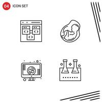 grupo de símbolos de ícone universal de 4 cores planas de linhas preenchidas modernas de app feto desenvolver elementos de design de vetores editáveis de romance de gravidez