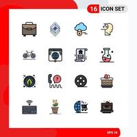 16 ícones criativos sinais e símbolos modernos de movimento humano camada homem autismo elementos de design de vetores criativos editáveis