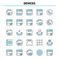 Conjunto de ícones preto e azul de 25 dispositivos com design de ícone criativo e modelo de logotipo vetor
