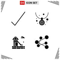 4 ícones com base em grade de estilo sólido símbolos de glifos criativos para design de sites sinais de ícones sólidos simples isolados no conjunto de 4 ícones de fundo branco vetor