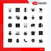 25 ícones criativos sinais modernos e símbolos de elementos de design de vetores editáveis de bebida de tv de vidro global