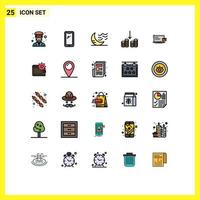 25 interface do usuário linha cheia pacote de cores planas de sinais e símbolos modernos de dinheiro dinheiro android tempo noite editável elementos de design vetorial vetor