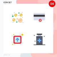 conjunto de 4 ícones planos comerciais para clicar em elementos de design de vetores editáveis de anatomia de pagamentos de dinheiro público