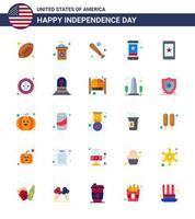 25 ícones criativos dos eua sinais modernos de independência e símbolos de 4 de julho de bola de telefone inteligente estrela eua editável dia dos eua vetor elementos de design