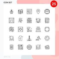pacote de interface do usuário de 25 linhas básicas de localização de navegação de pinos de hardware elementos de design de vetores editáveis