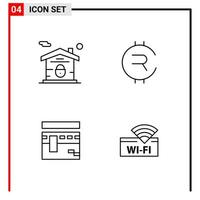 4 ícones gerais para impressão de design de site e aplicativos móveis 4 sinais de símbolos de contorno isolados no fundo branco 4 pacote de ícones vetor