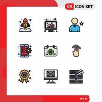9 ícones criativos sinais e símbolos modernos de equipamento de enquete de telefone inteligente estrela elementos de design de vetores editáveis