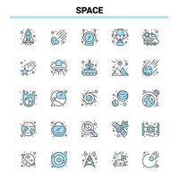 Conjunto de ícones preto e azul de 25 espaços, design de ícones criativos e modelo de logotipo vetor