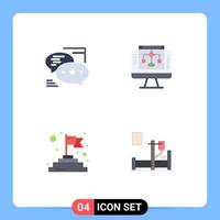 4 pacote de ícones planos de interface de usuário de sinais modernos e símbolos de mensagens de conclusão de bate-papo compartilham elementos de design de vetores editáveis de sucesso