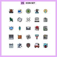 conjunto de 25 sinais de símbolos de ícones de interface do usuário modernos para máscara de prêmio médico do usuário elementos de design de vetores editáveis