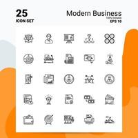 Conjunto de 25 ícones de negócios modernos 100 eps editáveis 10 arquivos de conceito de logotipo de negócios idéias de design de ícone de linha vetor