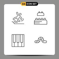 pacote de ícones de vetores de estoque de 4 sinais e símbolos de linha para construtor de falha de teclado de negócios piano elementos de design de vetores editáveis