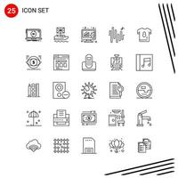 coleção de 25 ícones vetoriais em símbolos de contorno perfeitos de pixel de estilo de linha para sinais de ícone de linha móvel e web em fundo branco 25 ícones vetor