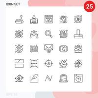 conjunto de 25 sinais de símbolos de ícones de interface do usuário modernos para sem dieta coruja real halloween site editável elementos de design vetorial vetor