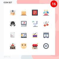 pacote de 16 sinais e símbolos modernos de cores planas para mídia impressa na web, como grupo de gás, pacote editável sem negócios corporativos de elementos de design vetorial criativo vetor