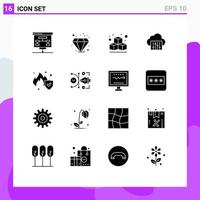 16 ícones criativos sinais modernos e símbolos de elementos de design vetoriais editáveis de seguro de cubo de serviço vetorial vetor