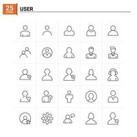 conjunto de ícones de 25 usuários de fundo vetorial vetor