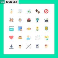 Conceito de 25 cores planas para sites móveis e aplicativos sem água, bacon, doces, sobremesa, elementos de design vetorial editáveis vetor