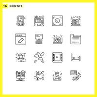 conjunto moderno de pictograma de 16 contornos de elementos de design de vetores editáveis de bancos on-line bancários de crescimento