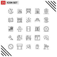 conjunto perfeito de ícones de 25 linhas conjunto de ícones de contorno para webite design e interface de aplicativos móveis vetor