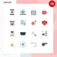 Conceito de 16 cores planas para sites móveis e desenvolvimento de aplicativos api rótulo de etiqueta de arquivo pacote editável de elementos de design de vetores criativos