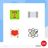 pacote de ícones planos de 4 símbolos universais de miniaturas de programa de coração de designer adoram elementos de design de vetores editáveis