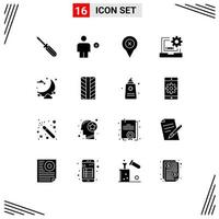 16 ícones criativos, sinais modernos e símbolos de desenvolvimento, codificação, código de energia, localização, elementos editáveis de design vetorial vetor