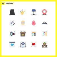 16 ícones criativos sinais e símbolos modernos de lâmpada de relatório de hambúrguer pacote editável de comércio eletrônico médico de elementos de design de vetores criativos