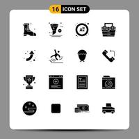 grupo de símbolos de ícone universal de 16 glifos sólidos modernos de setas kit de ferramentas caixa de material de exame elementos de design de vetores editáveis