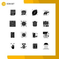 16 ícones criativos, sinais e símbolos modernos de ajuda, cesta de compras rápida, jogo de emergência, elementos de design de vetores editáveis
