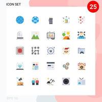 Pacote de cores planas de 25 interfaces de usuário de sinais e símbolos modernos do dia do amor talkie vinho álcool editável elementos de design vetorial vetor