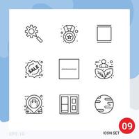 9 ícones criativos sinais modernos e símbolos de elementos de design de vetores editáveis deletar crachá de venda de galeria de compras