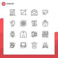 16 pacote de esboço de interface de usuário de sinais e símbolos modernos de sua mensagem clara, além de elementos de design de vetores editáveis de amor