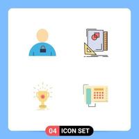 conjunto de 4 sinais de símbolos de ícones de interface do usuário modernos para avatar esboçando troféu de layout bloqueado elementos de design de vetores editáveis